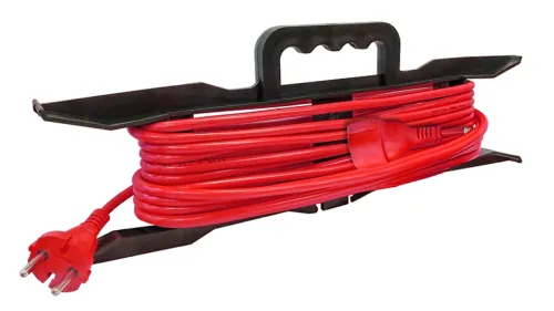 Удлинитель силовой на рамке DOMTOK / Домток без заземления, провод ПВС 2х1.5, красный, 1 штепсельное гнездо, 3500Вт, 10м, 2402 / электрика