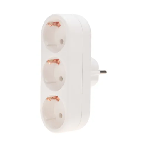 Разветвитель электрический сетевой REXANT / Рексант линейный с заземлением, 3 розетки 16А белый, 11-1079 / тройник