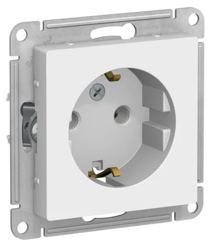 Розетка силовая штепсельная Systeme Electric / Систем Электрик AtlasDesign механизм, 16А 250В IP20 лотос с заземлением, ATN001343 / электрооборудование