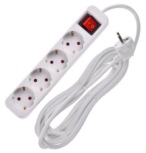 Удлинитель IEK UMA У04К, 4 розетки, 5м, 16А, белый