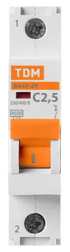 Автоматический выключатель TDM Electric ВА47-29 1P 2.5A C SQ0206-0083