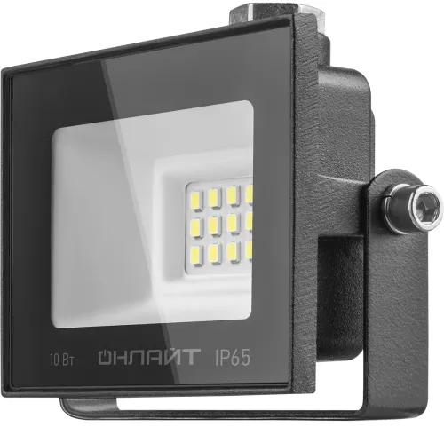 Прожектор светодиодный ОНЛАЙТ OFL-10-6K-BL-IP65-LED 6000K 10Вт 800Лм, размер 95х28х65мм, черный 71688