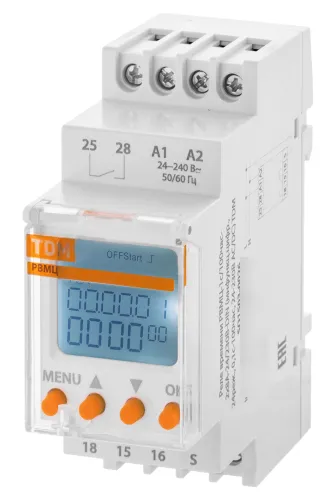 Реле времени TDM Electric РВМЦ-1с/100час-2х8А-24/230В-DIN