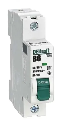 Автоматический выключатель DEKraft ВА-103 1P 6A 6кА 12205DEK