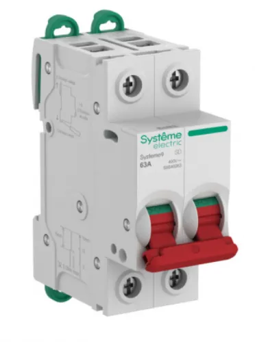 Выключатель нагрузки Systeme Electric / Систем Электрик Systeme9, 2Р 63А 400В, S9S40263 / разъединитель