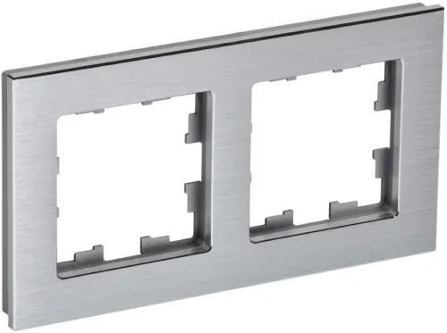 Рамка электроустановочная IEK BRITE РУ-2-1-БрА, 2 поста, алюминий
