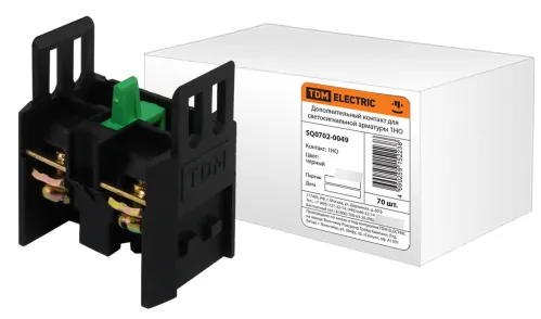 Дополнительный контакт TDM Electric / ТДМ Электрик для светосигнальной арматуры, фронтальная установка, черный, 1НО 230В 4.5А IP20 / электрика