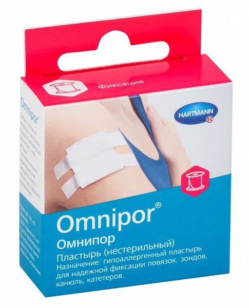 Пауль Хартманн пластырь Омнипор белый гипоаллергенный из нетканого материала в упаковке 1.25х500см 1шт./ лейкопластырь рулонный