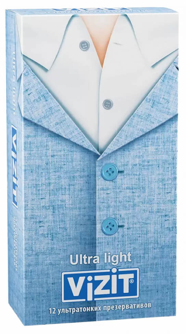 Презервативы Vizit / Визит Ultra Light ультратонкие из латекса с силиконовой смазкой 12шт.