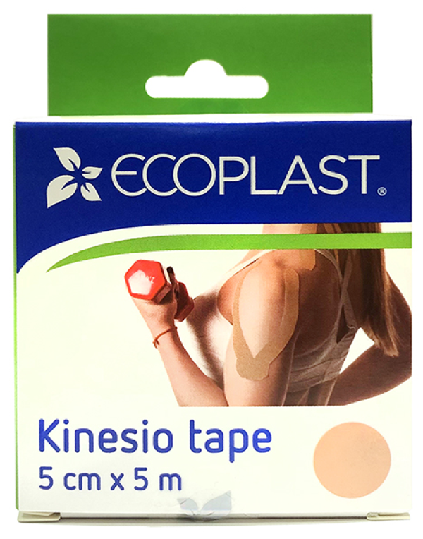 Ecoplast / Экопласт Тейп для тела нестерильный Kinesio tape бежевый адгезивный восстанавливающий 5х500см / эластичный бинт