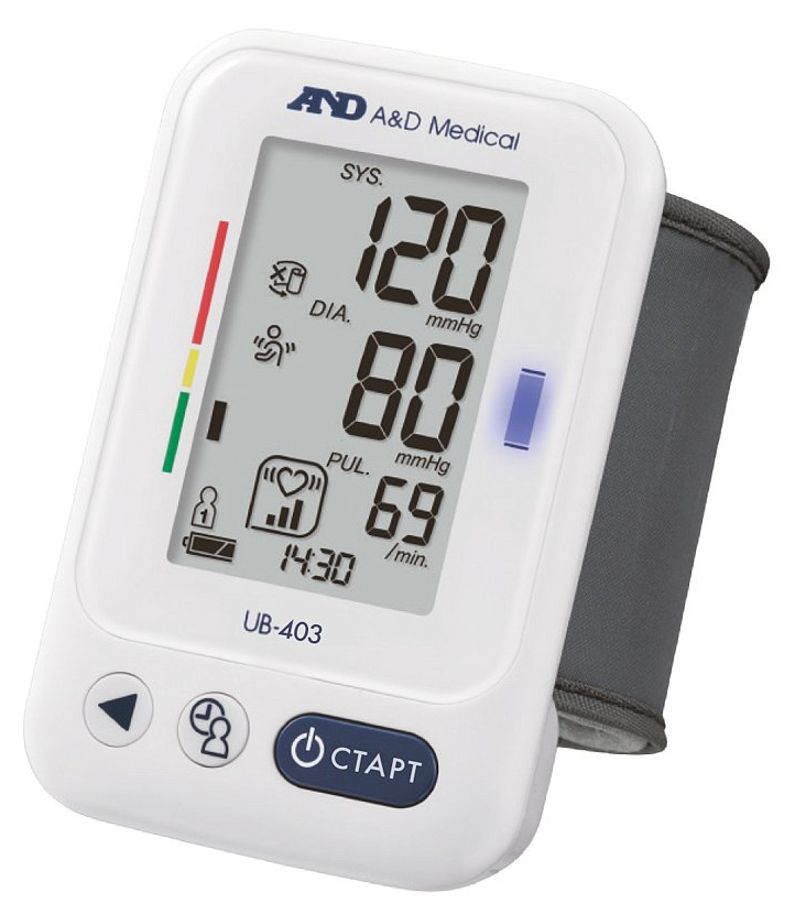 Тонометр A&D / Эй энд Ди UB-403 автоматический на запястье, с манжетой 13.5-21.5см, серый / медицинские товары