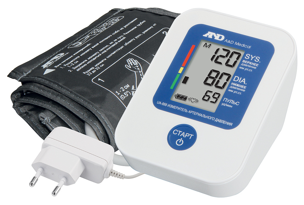 Тонометр A&D / Эй энд Ди UA-888 Эконом автоматический, с адаптером, с манжетой 22-32см, серый / медицинские товары