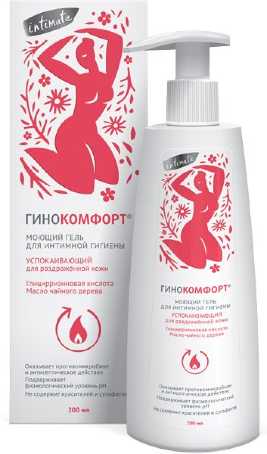 Гель для интимной гигиены Гинокомфорт Успокаивающий для раздраженной кожи с маслом чайного дерева, 200мл