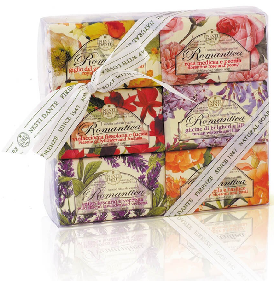 Nesti Dante / Нести Данте Мыло твердое Romantica туалетное с растительными экстрактами и маслами, набор 6шт. по 150г / гигиена и уход