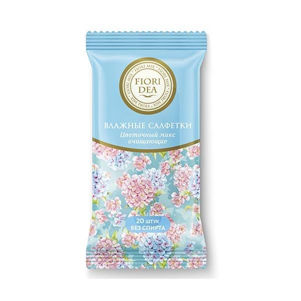 Влажные салфетки Fiori Dea / Фьёри Дея очищающие Цветочный микс 20шт. / для очищения