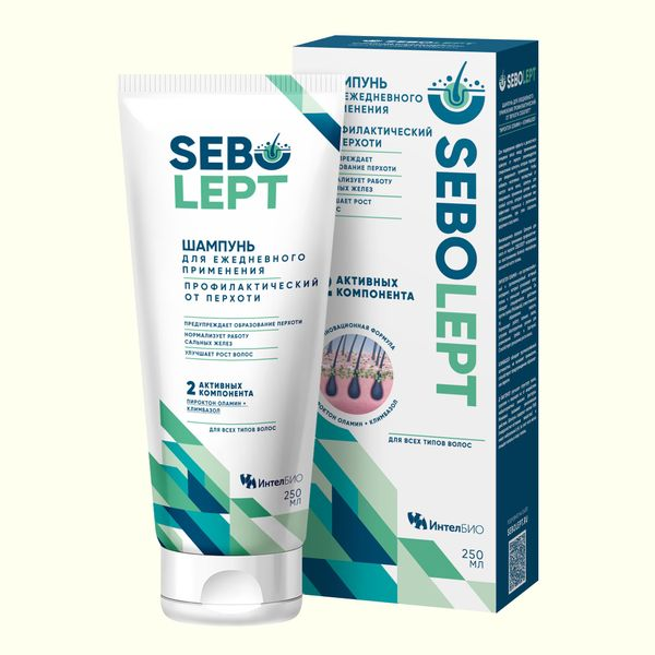 Себолепт Шампунь от перхоти для ежедневного применения профилактический для всех типов волос 2 активных компонента 250мл / уход за кожей головы