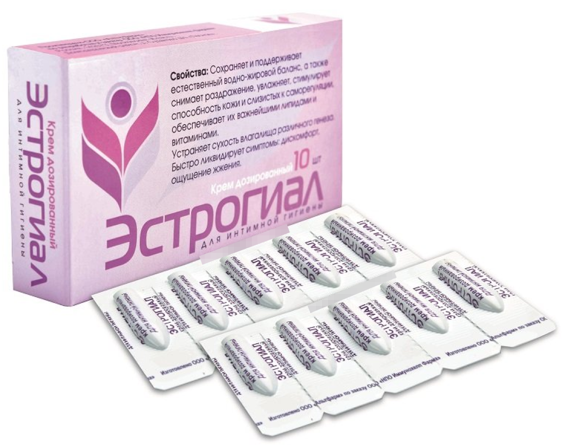 Средство для интимной гигиены Эстрогиал крем дозированный увлажняющий, с гиалуроновой кислотой, в упаковке 10 доз по 1.2г