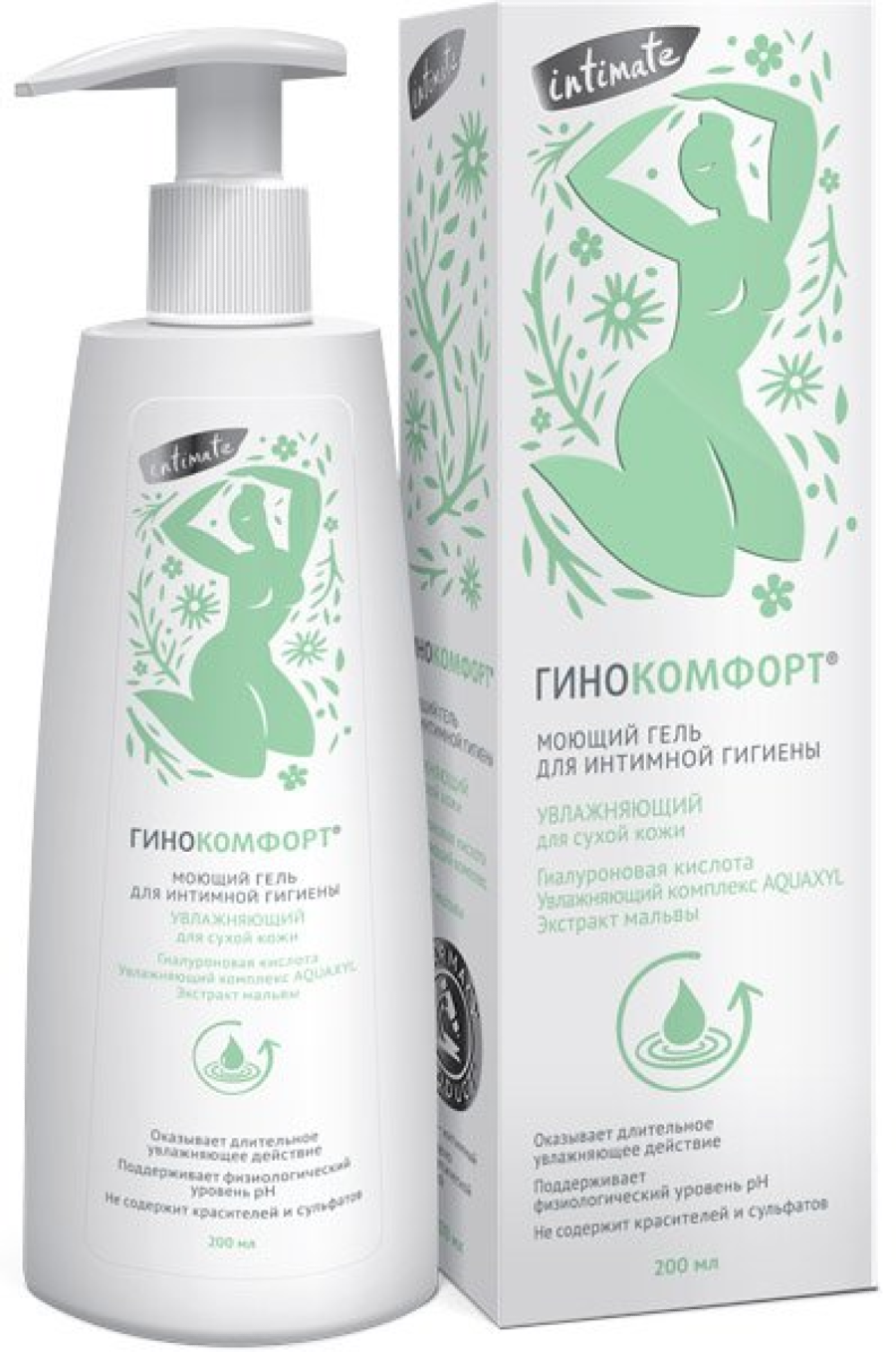Гель для интимной гигиены Гинокомфорт Увлажняющий для сухой кожи с пантенолом, 200мл