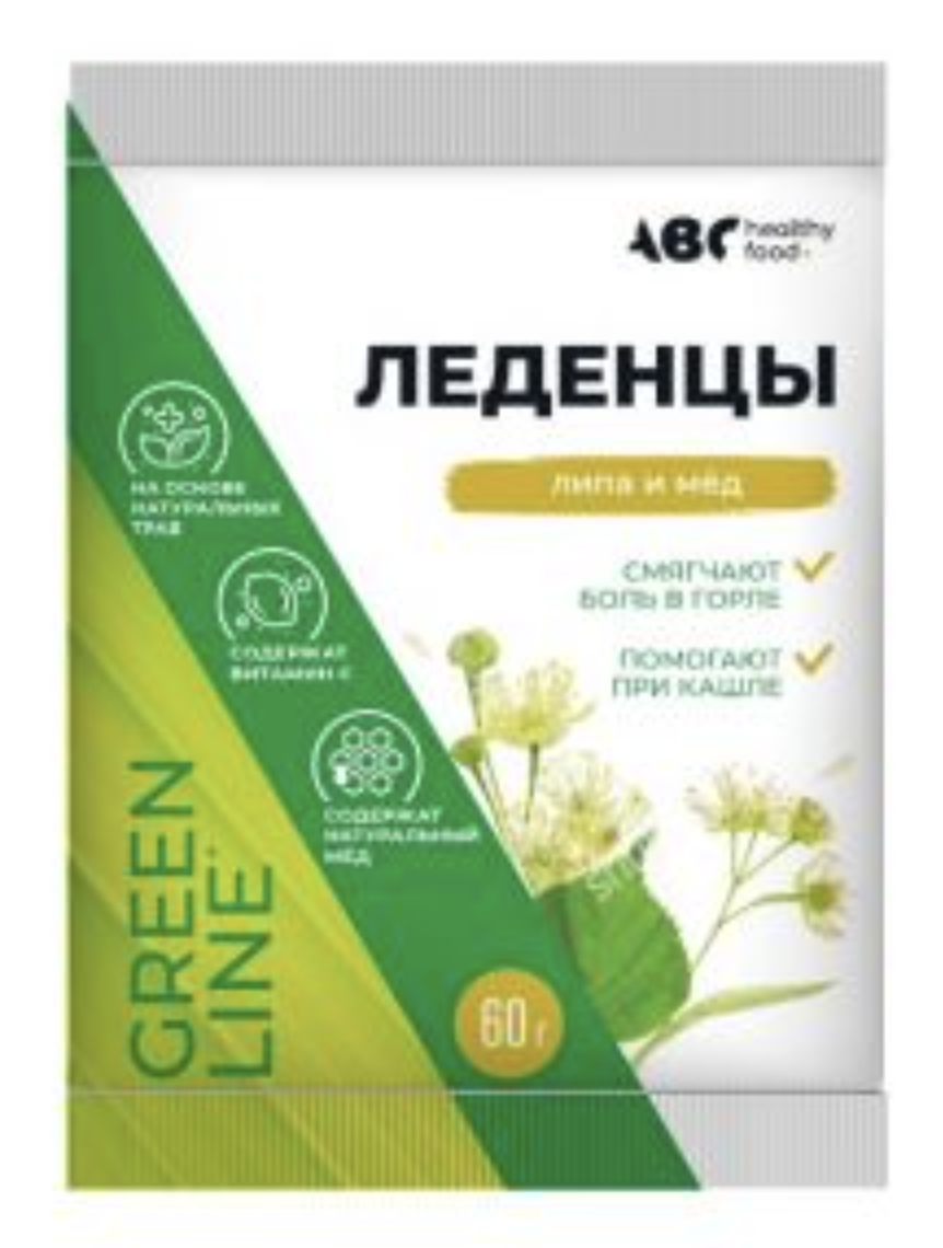 Леденцовая карамель АВС Healthy Food / АВС Хэлси Фуд с витамином С со вкусом липа и мед пакет 60г / витамины для рассасывания
