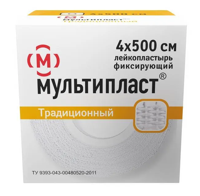 Мультипласт Лейкопластырь фиксирующий белый на тканевой основе 4.0см x 500см 1шт.