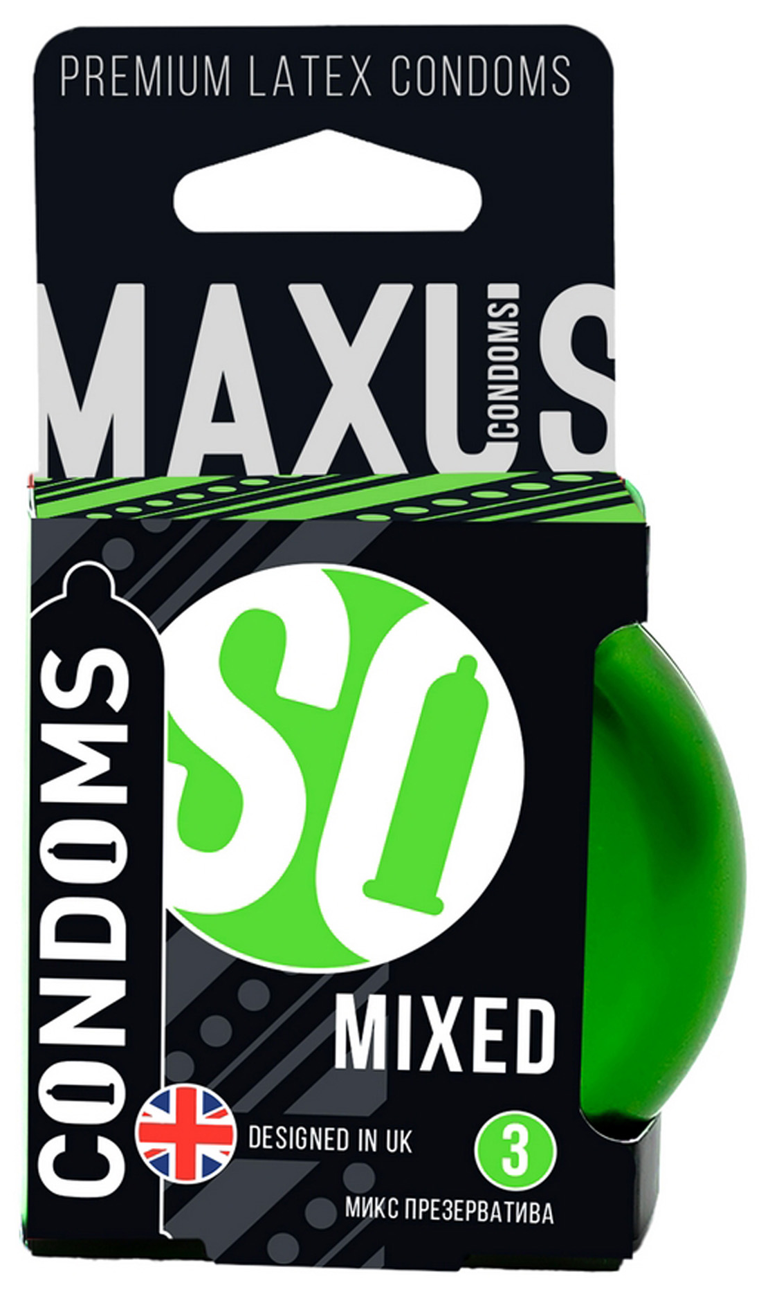 Презервативы Maxus / Максус Mixed микс классический, тонкий и точечно-ребристый из латекса со смазкой 3шт.