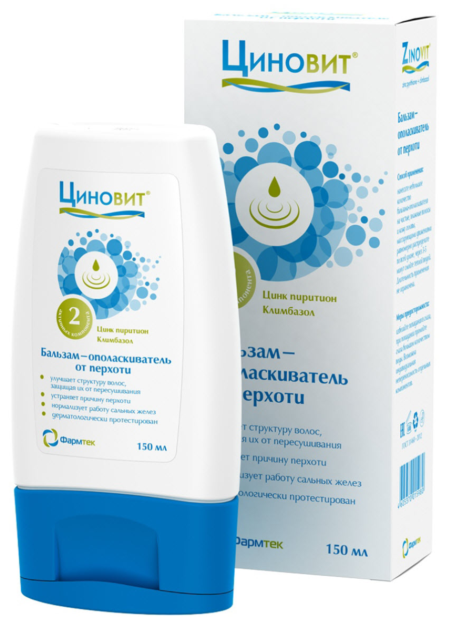 Циновит Бальзам-ополаскиватель для волос против перхоти с цинком, 150мл / уходовая косметика