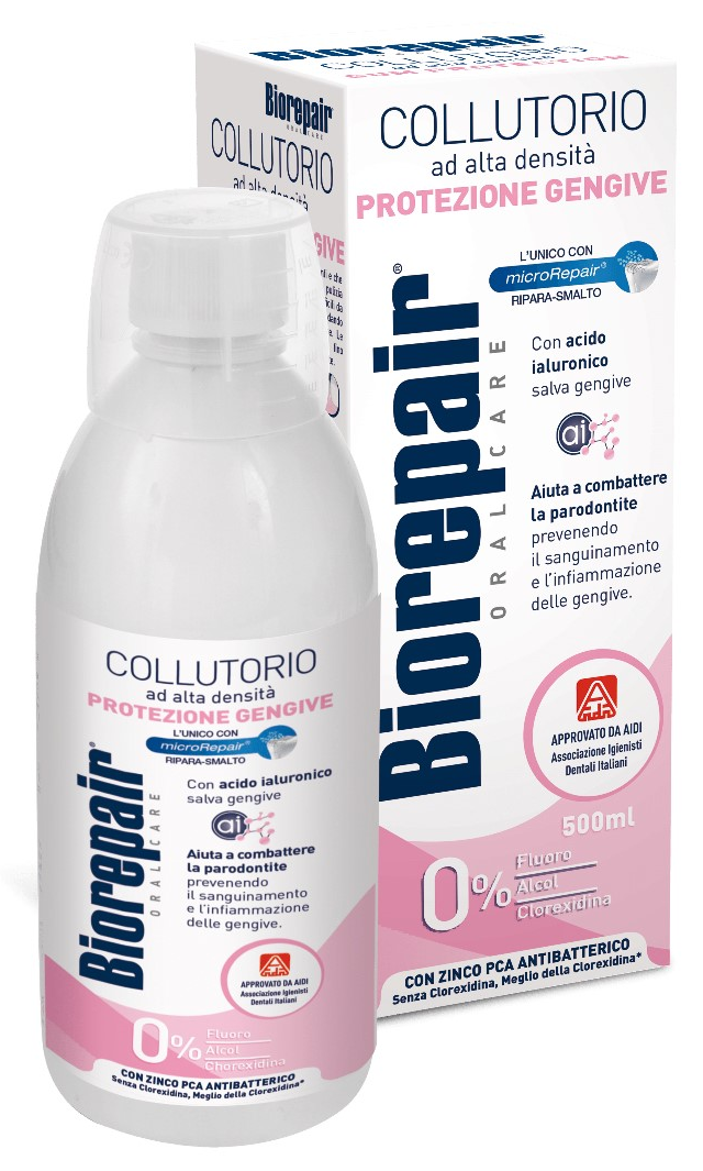 Biorepair / Биорепэйр Ополаскиватель для полости рта COLLUTORIO антибактериальный уход за деснами, от кариеса, с экстрактом календулы 500мл / средство для защиты десен