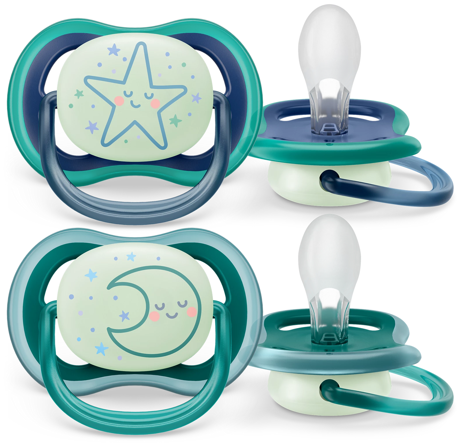 Пустышка для новорожденных Philips Avent / Филипс Авент Ultra Air Nighttime от 6-18 месяцев силиконовая в упаковке 2шт. / соска ортодонтическая с футляром для хранения