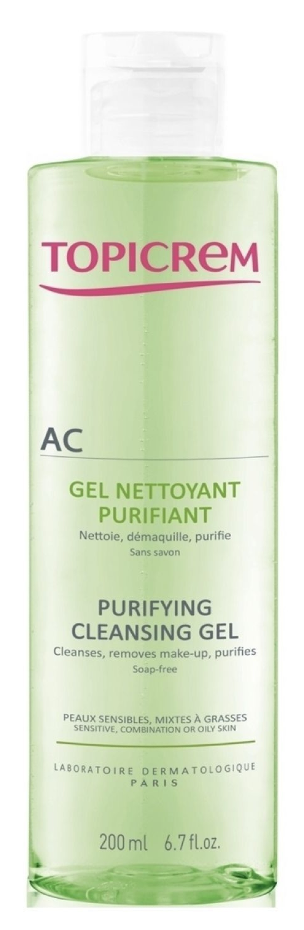 Topicrem / Топикрем Гель для умывания лица AC очищающий оздоравливающий, для жирной и чувствительной кожи, с цинком, 200мл / уходовая косметика