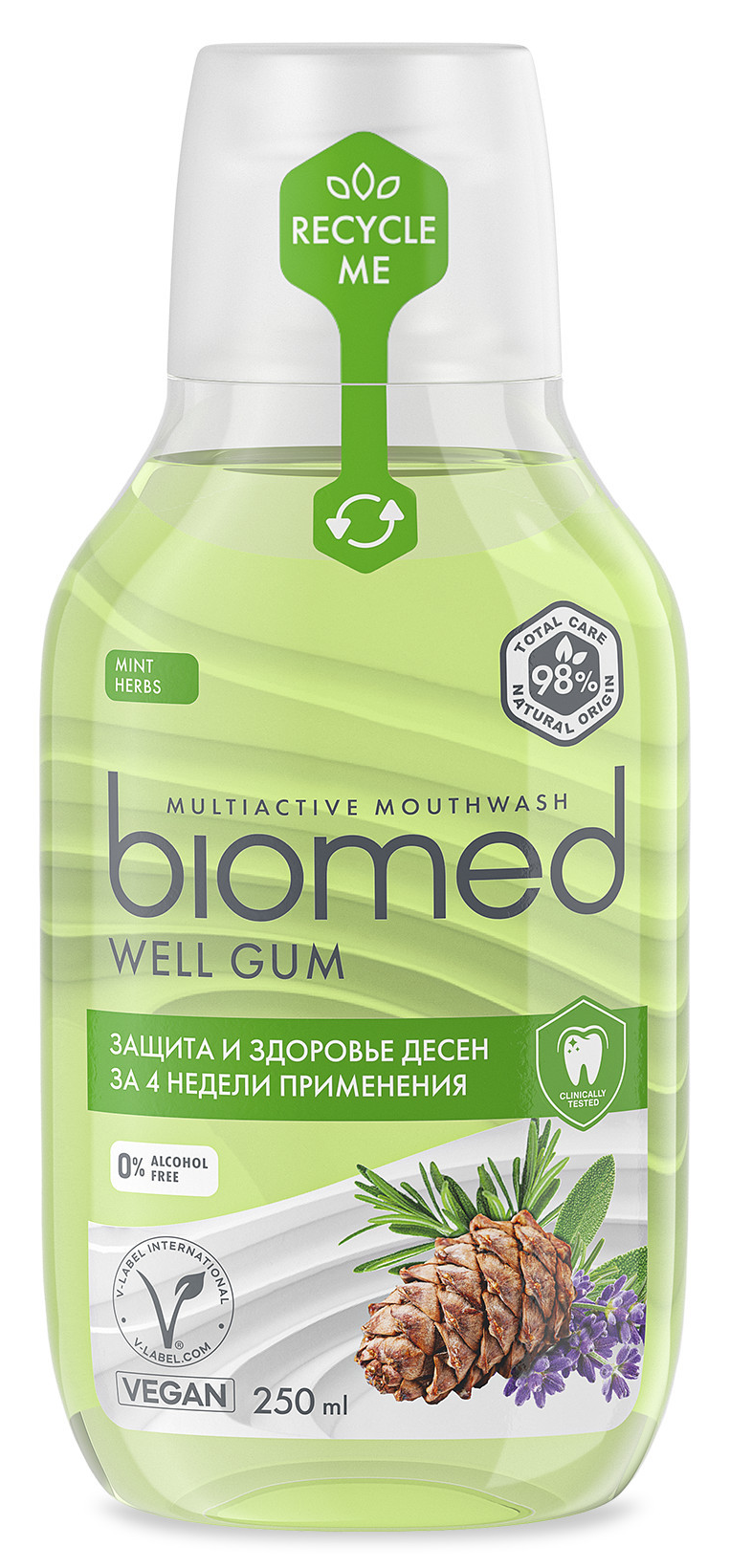 Biomed / Биомед Ополаскиватель для полости рта Well gum от кариеса с эфирными маслами 250мл / средство для защиты десен
