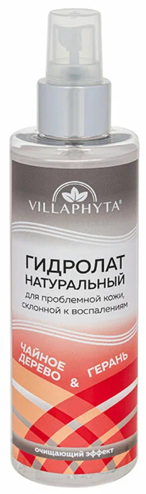 Villaphyta / Виллафита Чайное дерево & Герань Гидролат натуральный, для лица и волос, с эфирными маслами, для проблемной и склонной к воспалениям кожи, 200мл / уходовая косметика