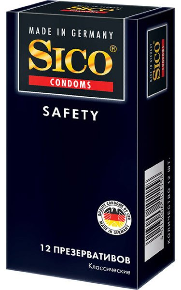 Презервативы Sico / Сико Safety классические из латекса с силиконовой смазкой 12шт.