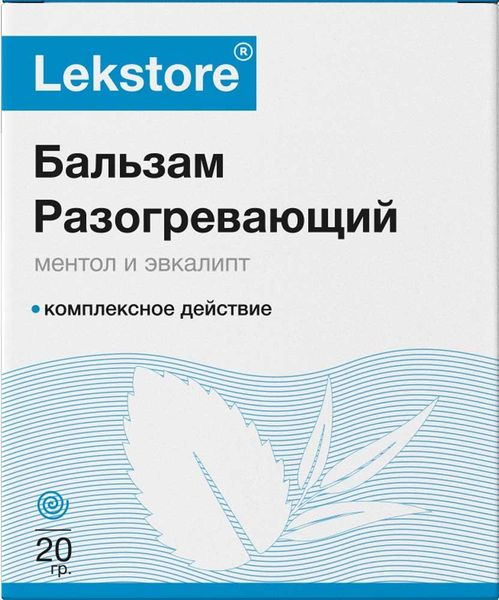 Lekstore / Лекстор Ментол и эвкалипт Бальзам для тела с разогревающим эффектом банка 20г / крем