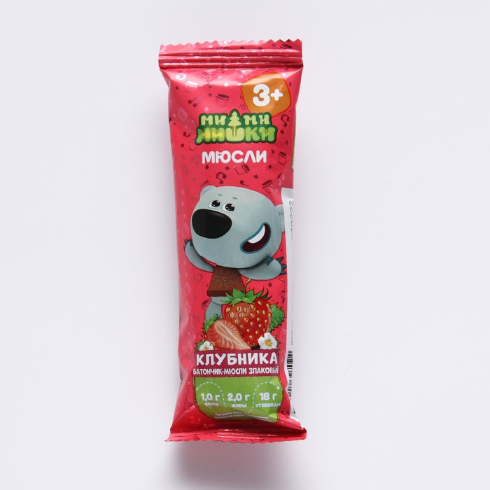 Батончик мюсли злаковый Ми-ми-мишки клубника 24г / полезные сладости