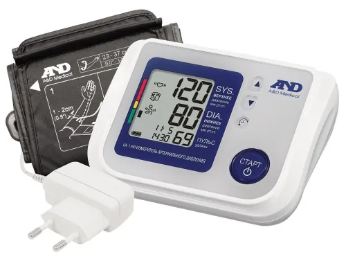 Тонометр A&D UA-1100 автоматический, с адаптером, серый