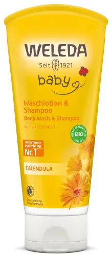 Weleda / Веледа Календула Шампунь-гель детский от 0 лет, для волос и тела, с маслом сладкого миндаля 200мл / средство для купания детей