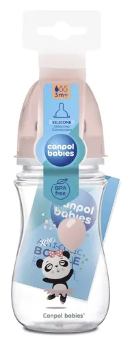 Бутылочка для кормления Canpol Babies / Канпол Бейбис Exotic Animals с соской из силикона от 3 месяцев, розовая, 240мл