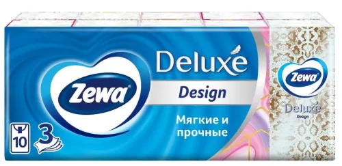 Zewa / Зева Бумажные платочки носовые Deluxe трехслойные 10шт. / платки одноразовые детские