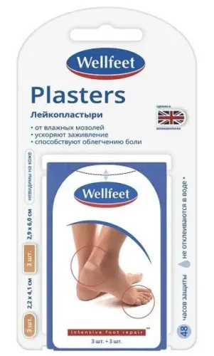 Wellfeet / Веллфит пластырь мозольный гидроколлоидный телесный набор в упаковке 6шт.