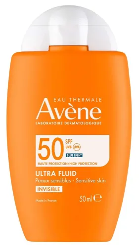 Avene / Авен Солнцезащитное средство ULTRA FLUID INVISIBLE SPF-50+ флюид для чувствительной кожи с термальной водой, 50мл / защита от ультрафиолета