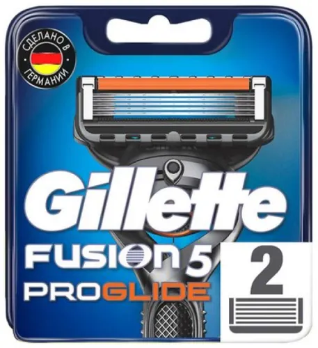Gillette / Жиллетт Fusion5 ProGlide Сменные кассеты для мужских бритв с 5 лезвиями, увлажняющей полоской, 2шт. в упаковке / для бритья и удаления волос