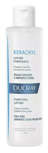 Ducray / Дюкрэ Лосьон для лица очищающий Keracnyl для жирной и проблемной кожи с молочной кислотой, 200мл / тоник