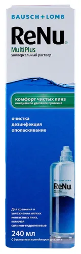 Bausch + Lomb / Бауш + Ломб Раствор многофункциональный для ухода за контактными линзами ReNu MultiPlus с контейнером, 240мл / вода для линз