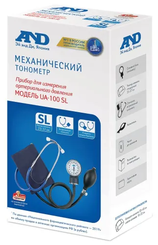 Тонометр A&D / Эй энд Ди UA-100 SL механический, с манжетой 23-37см, серый / медицинские товары