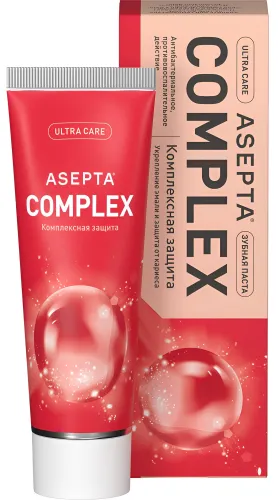 Зубная паста Асепта Complex комплексная защита антибактериальная с фтором от кариеса 75мл / уход за полостью рта