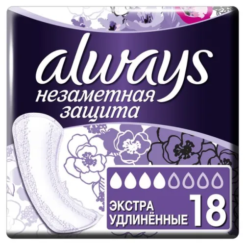 Always / Олвейс Прокладки женские Незаметная защита ежедневные, экстраудлиненные, ароматизированные, 4 капли 18шт.