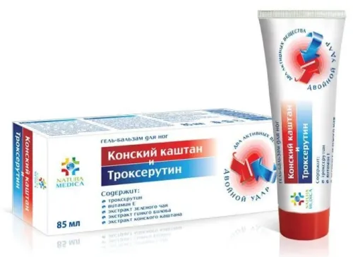 Гель-бальзам Natura Medica Конский каштан и троксерутин, 85мл