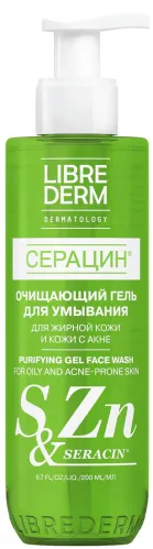Librederm / Либридерм Гель для умывания лица Серацин очищающий, для жирной кожи, с комплексом растительных ингредиентов, 200мл / уходовая косметика