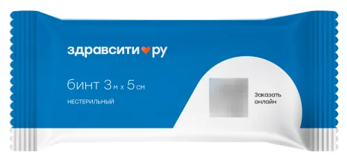 Бинт медицинский марлевый Zdravcity 5см 3м, нестерильный