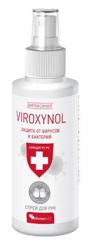 ИнтелБИО Антисептический спрей для рук VIROXYNOL защита от вирусов и бактерий с гипохлоритом натрия, 100мл / бесконтактный санитайзер
